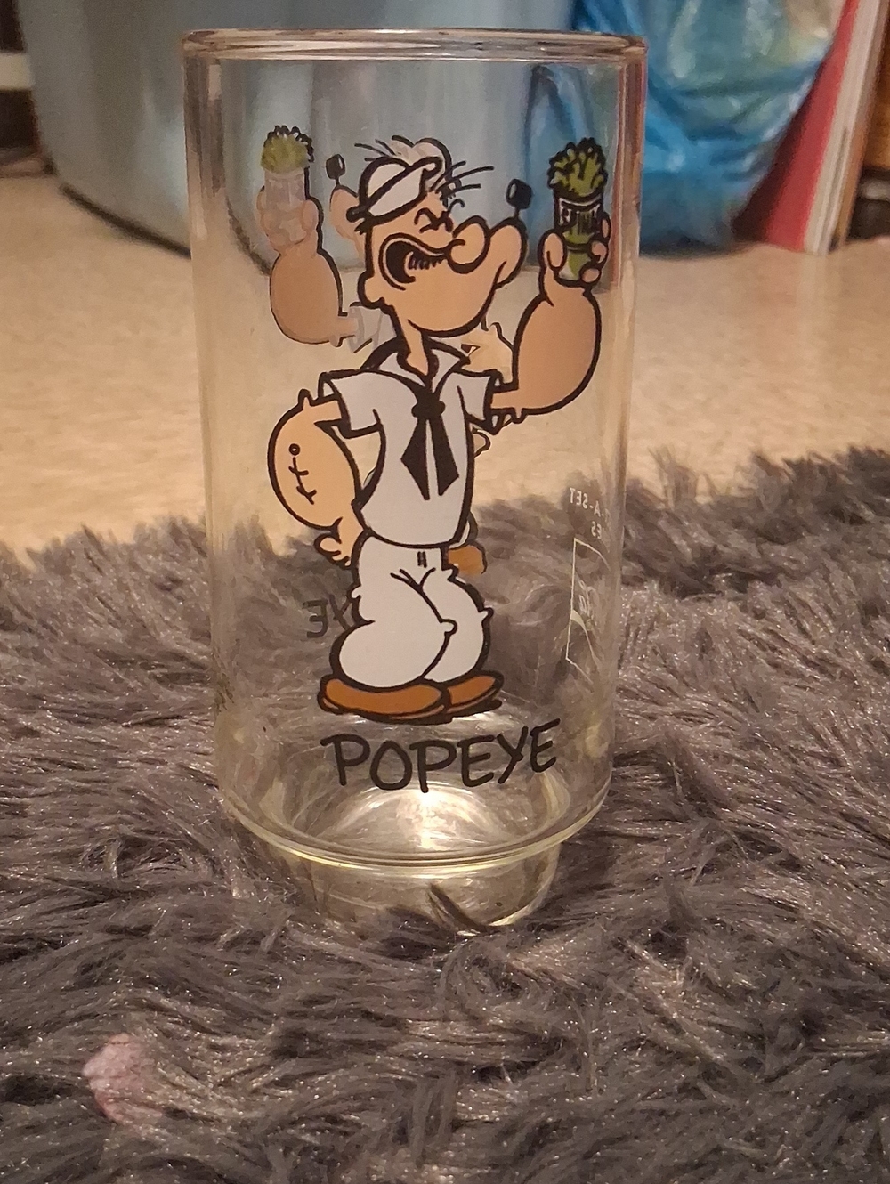Popeye Clear Glass Tumbler with Cartoon Print